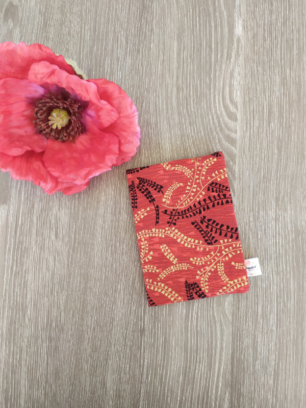 CARNET A6-FEUILLAGE OR-FOND ROUGE-1