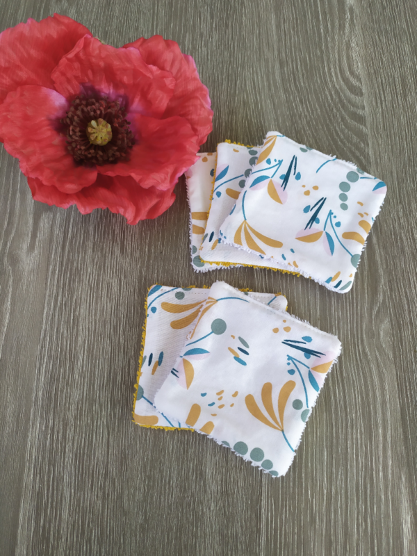DAPHNE-LOT DE 5-FEUILLAGE MOUTARDE-EPONGE BLANC-MOUTARDE-1
