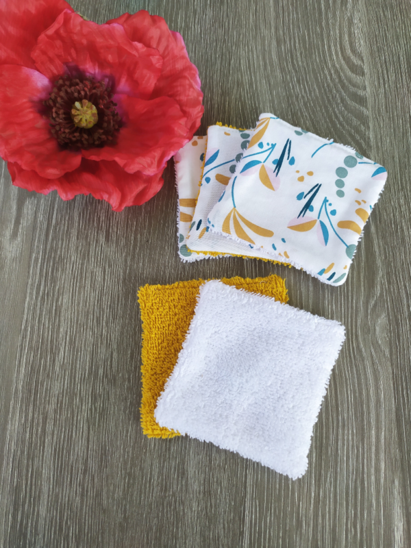 DAPHNE-LOT DE 5-FEUILLAGE MOUTARDE-EPONGE BLANC-MOUTARDE-2