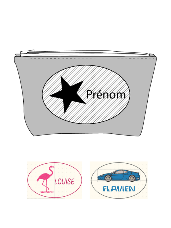 trousse trefle motif + prenom cde perso