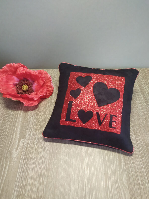 ST VALENTIN-MINI COUSSIN-LOVE PAILLETE